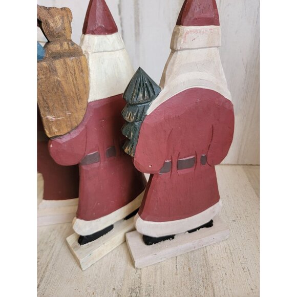 Wooden Santa Claus set tree toy sack figure Xmas decor - Picture 9 of 10
